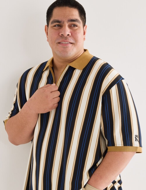 Gasoline King size Vertical Stripe Polo Shirt, Black product photo