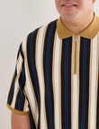 Gasoline King size Vertical Stripe Polo Shirt, Black product photo View 04 S
