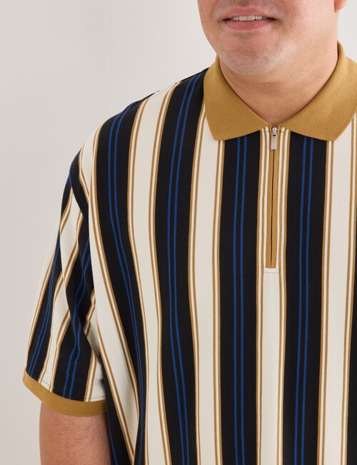Gasoline King size Vertical Stripe Polo Shirt, Black product photo View 04 L
