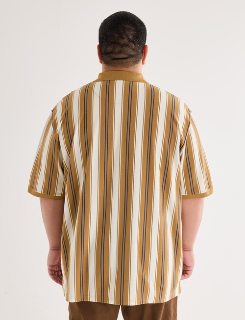 Gasoline King size Vertical Stripe Polo Shirt, Mocha product photo View 02 L