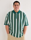 Gasoline King size Vertical Stripe Polo Shirt, Green product photo
