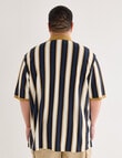Gasoline King size Vertical Stripe Polo Shirt, Black product photo View 02 S