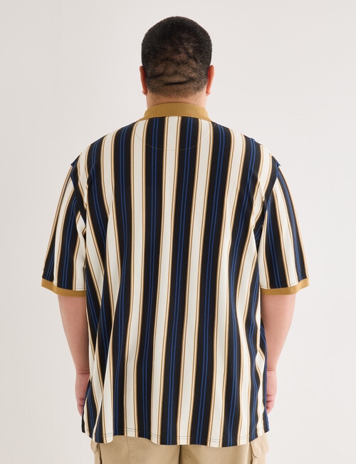 Gasoline King size Vertical Stripe Polo Shirt, Black product photo View 02 L