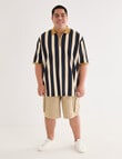 Gasoline King size Vertical Stripe Polo Shirt, Black product photo View 03 S