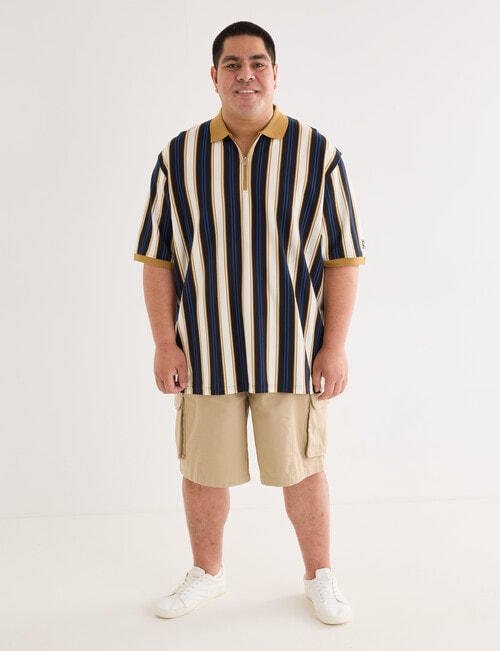 Gasoline King size Vertical Stripe Polo Shirt, Black product photo View 03 L
