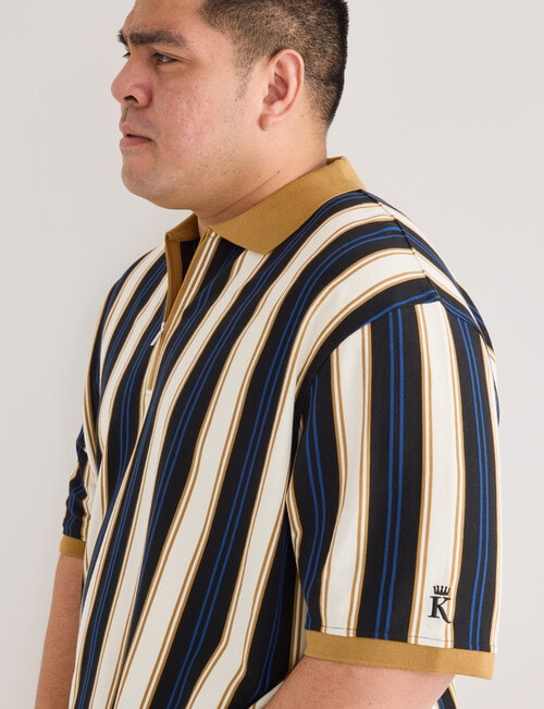 Gasoline King size Vertical Stripe Polo Shirt, Black product photo View 05 L