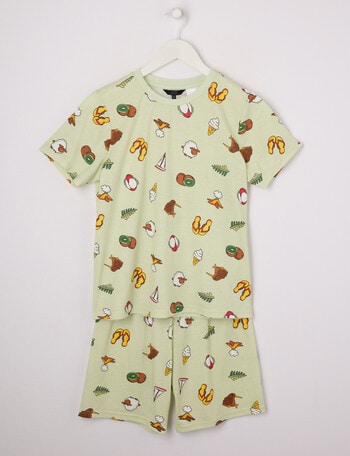 Sleep Squad Kiwi Knit PJ Set, NZ AOP, 10-16 product photo