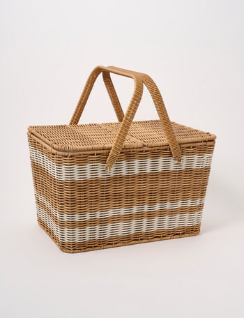 Terrace Prism Picnic Basket, Natural & White product photo