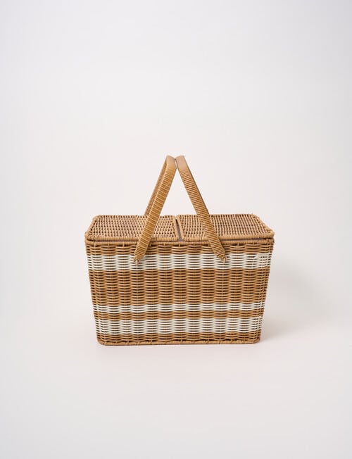 Terrace Prism Picnic Basket, Natural & White product photo View 03 L