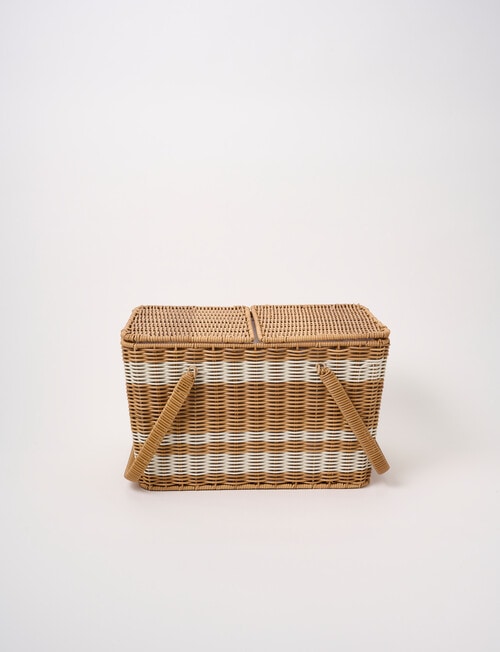 Terrace Prism Picnic Basket, Natural & White product photo View 04 L