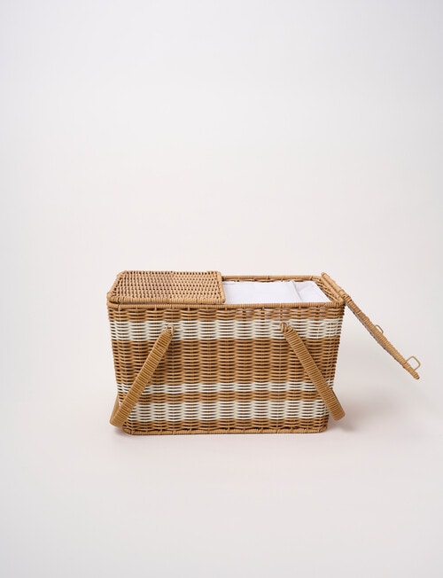 Terrace Prism Picnic Basket, Natural & White product photo View 05 L