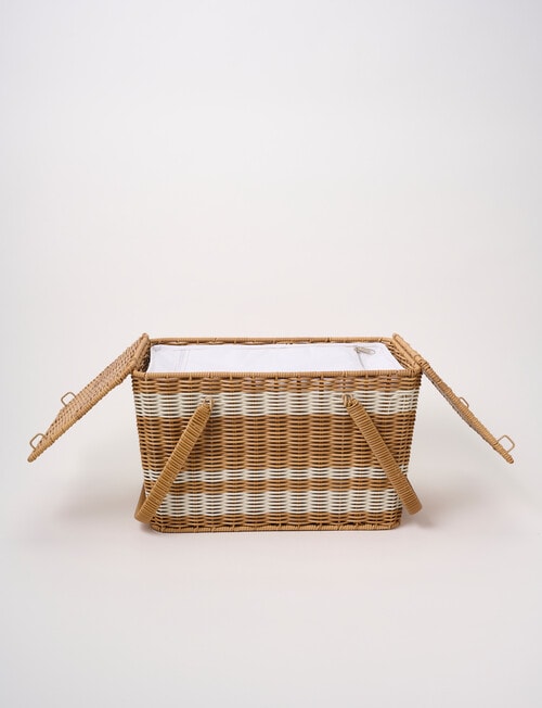 Terrace Prism Picnic Basket, Natural & White product photo View 06 L