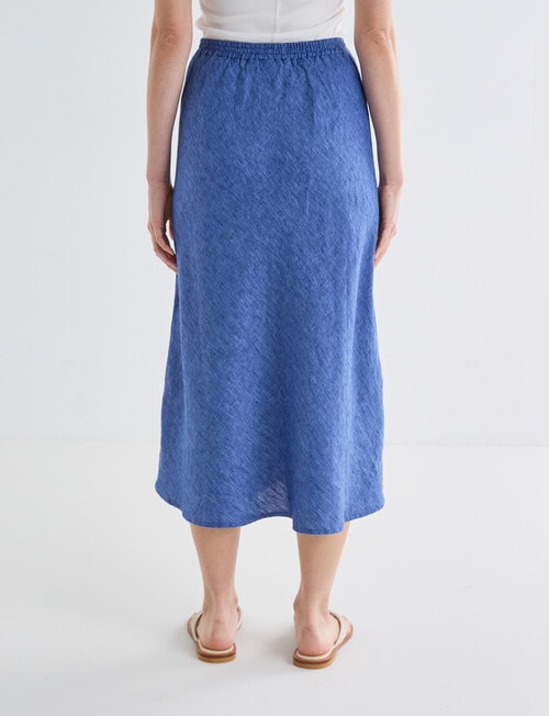 Zest Linen Bias Cut Skirt, Mid Blue product photo View 02 L