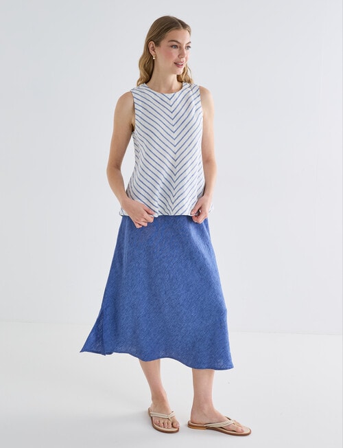 Zest Linen Bias Cut Skirt, Mid Blue product photo View 05 L