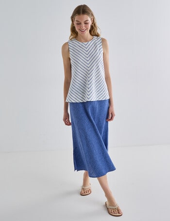 Zest Linen Bias Cut Top, Blue Stripe product photo