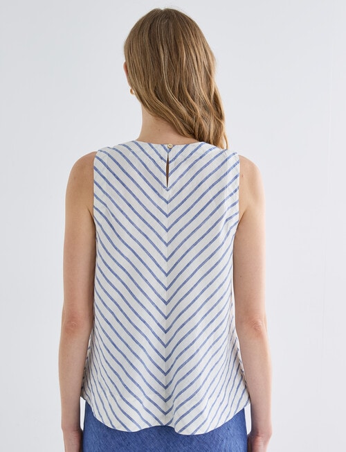 Zest Linen Bias Cut Top, Blue Stripe product photo View 02 L