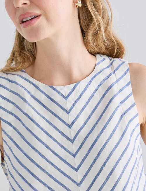 Zest Linen Bias Cut Top, Blue Stripe product photo View 04 L