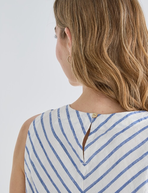 Zest Linen Bias Cut Top, Blue Stripe product photo View 05 L