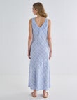 Zest Linen Bias Cut Maxi Dress, Blue Check product photo View 02 S