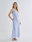 Zest Linen Bias Cut Maxi Dress, Blue Check product photo View 03 S