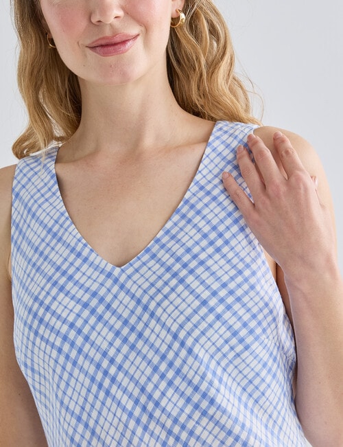 Zest Linen Bias Cut Maxi Dress, Blue Check product photo View 05 L