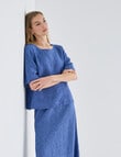 Zest Linen Short Sleeve Top, Mid Blue product photo
