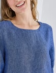 Zest Linen Short Sleeve Top, Mid Blue product photo View 04 S