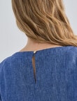 Zest Linen Short Sleeve Top, Mid Blue product photo View 05 S