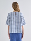 Zest Linen Short Sleeve Top, Blue Check product photo View 02 S