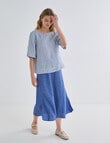 Zest Linen Short Sleeve Top, Blue Check product photo View 03 S