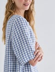 Zest Linen Short Sleeve Top, Blue Check product photo View 04 S