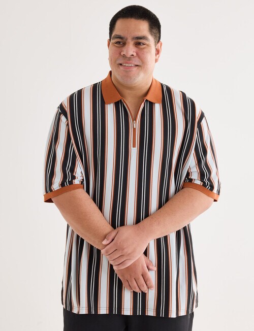 Gasoline King size Vertical Stripe Polo Shirt, Orange product photo