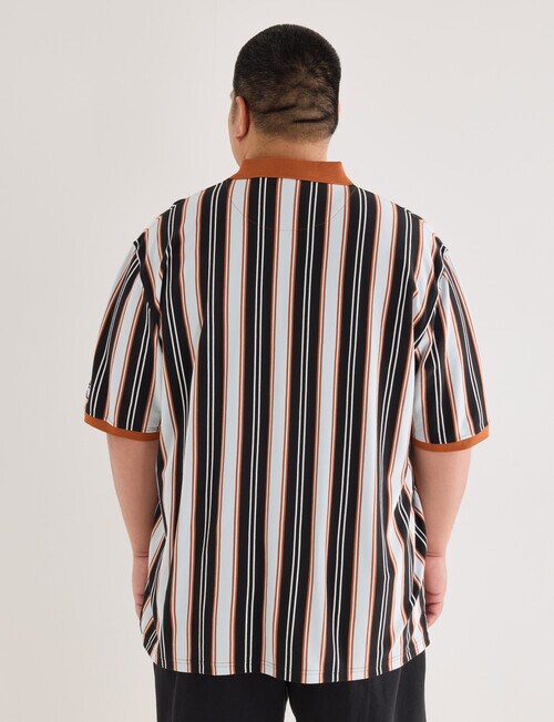 Gasoline King size Vertical Stripe Polo Shirt, Orange product photo View 02 L