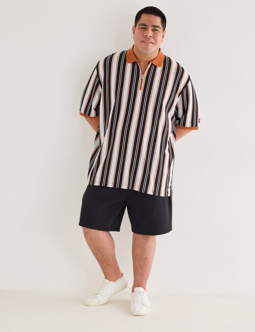 Gasoline King size Vertical Stripe Polo Shirt, Orange product photo View 03 L