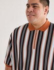 Gasoline King size Vertical Stripe Polo Shirt, Orange product photo View 04 S