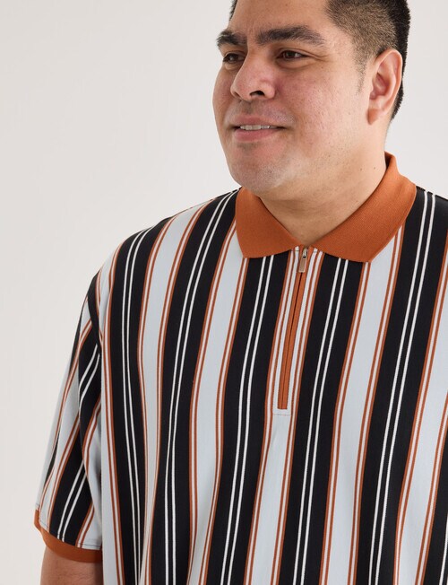 Gasoline King size Vertical Stripe Polo Shirt, Orange product photo View 04 L