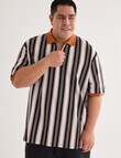 Gasoline King size Vertical Stripe Polo Shirt, Orange product photo View 05 S