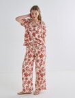 Zest Linen Blend Wide Leg Pant, Brick Floral product photo
