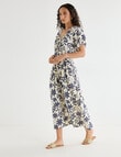 Zest Linen Blend V-Neck Midi Dress, Navy Floral product photo