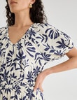 Zest Linen Blend V-Neck Midi Dress, Navy Floral product photo View 04 S