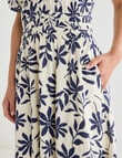 Zest Linen Blend V-Neck Midi Dress, Navy Floral product photo View 05 S