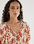Zest Linen Blend V-Neck Midi Dress, Brick Floral product photo View 04 S