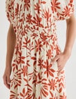 Zest Linen Blend V-Neck Midi Dress, Brick Floral product photo View 05 S