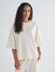 Zest Lounge Loop Back Raglan Tee, Cream product photo