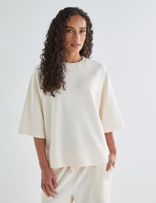 Zest Lounge Loop Back Raglan Tee, Cream product photo