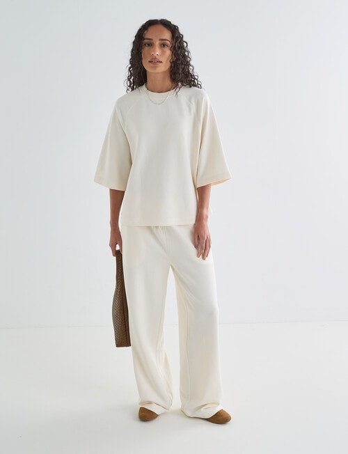 Zest Lounge Loop Back Raglan Tee, Cream product photo View 03 L
