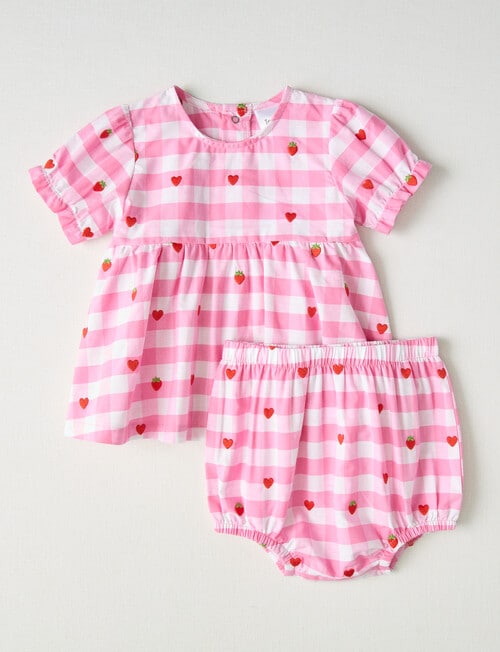 Teeny Weeny Alphabet Soup Top & Bloomer Set, 2-Piece, Pink Check product photo View 02 L