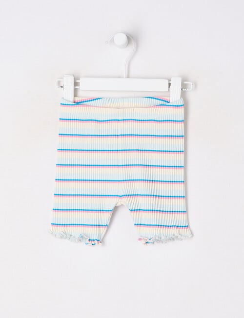 Teeny Weeny Alphabet Soup Play Rib Bike Short, Tinted Aqua product photo