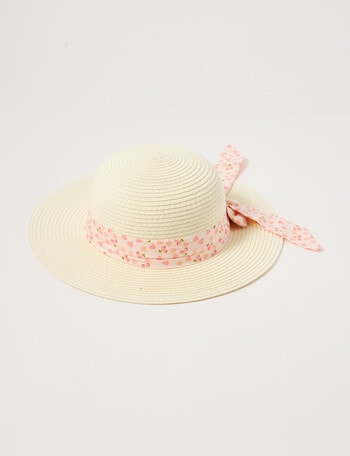 Mac & Ellie Pink Floral Bow Straw Hat product photo