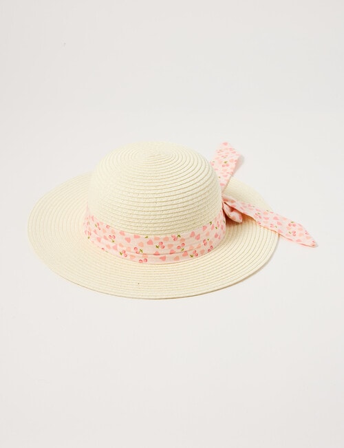 Mac & Ellie Pink Floral Bow Straw Hat product photo